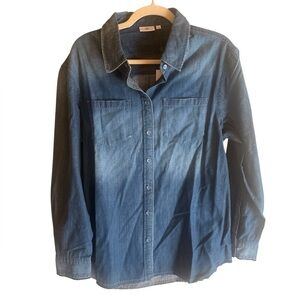 NWT AG Adriano Goldschmied Dark Blue Denim Button-Up in Size L